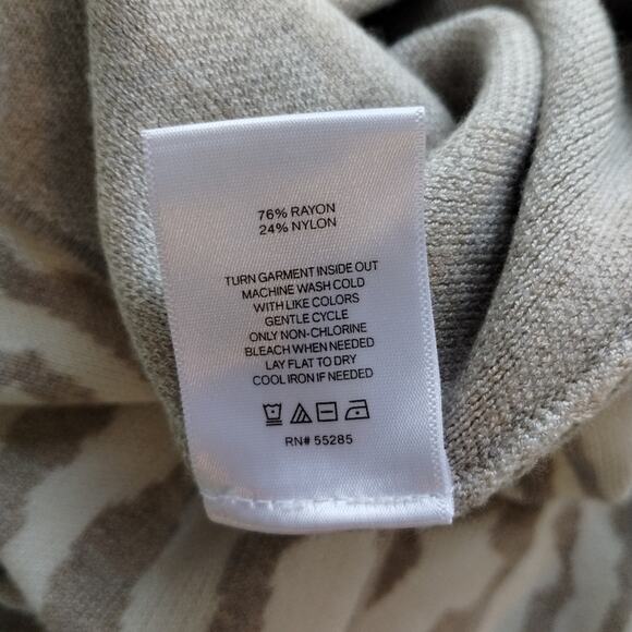 L Express Womens Cream Taupe Zebra Print Curvy Long Sleeve Midi Sweater Dress L - Picture 12 of 15